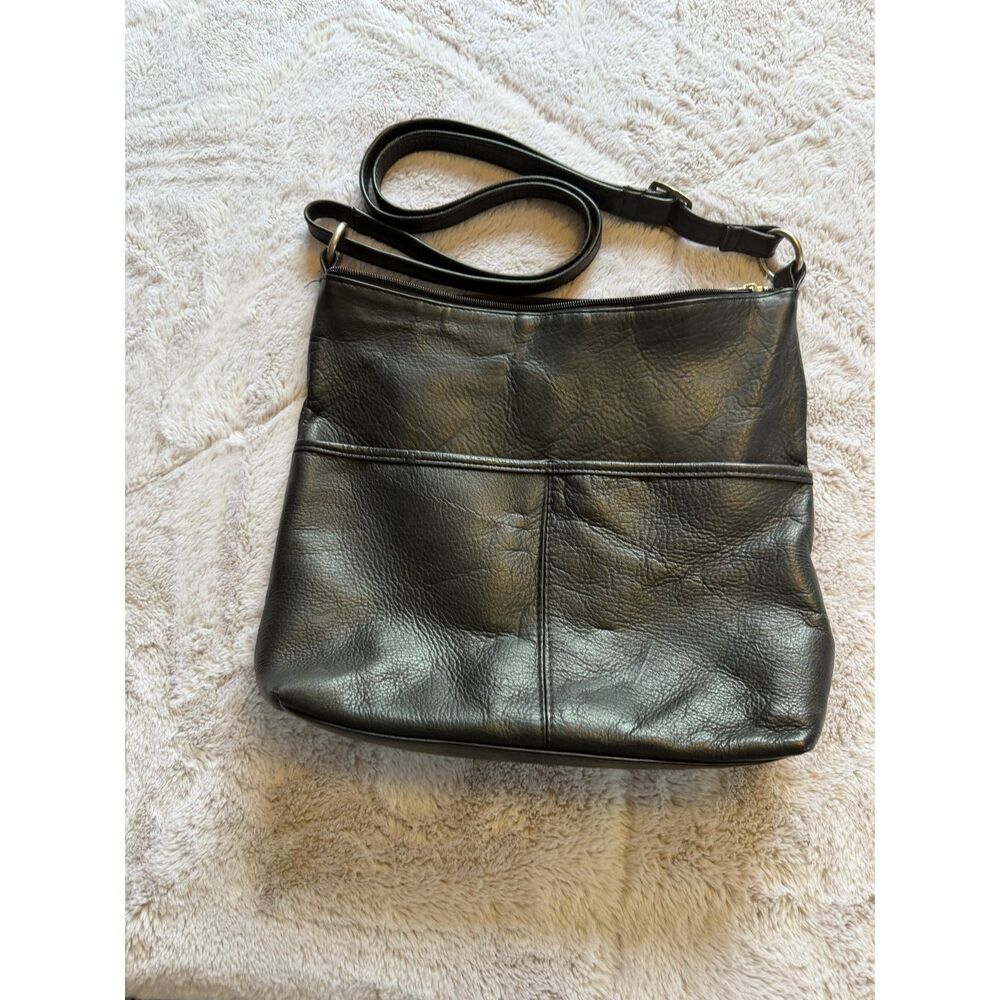 Le Donne Vintage Black Leather Purse Crossbody Bag